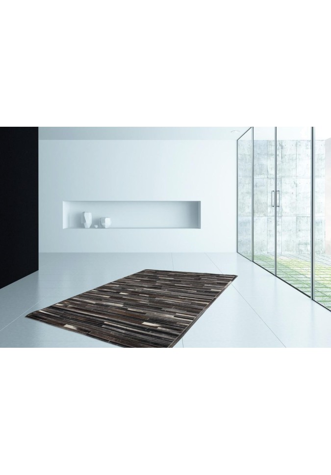 Tapis Cuir Marron Gris - Lavish 110