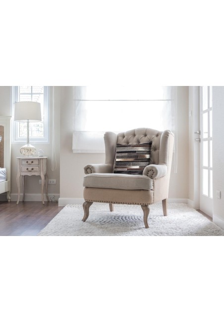 Coussin Cuir Marron Gris