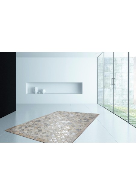 Tapis Cuir Gris / Argent - Lavish 210