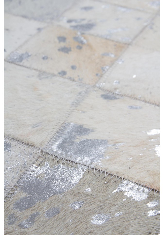 Tapis Cuir Gris / Argent - Lavish 210