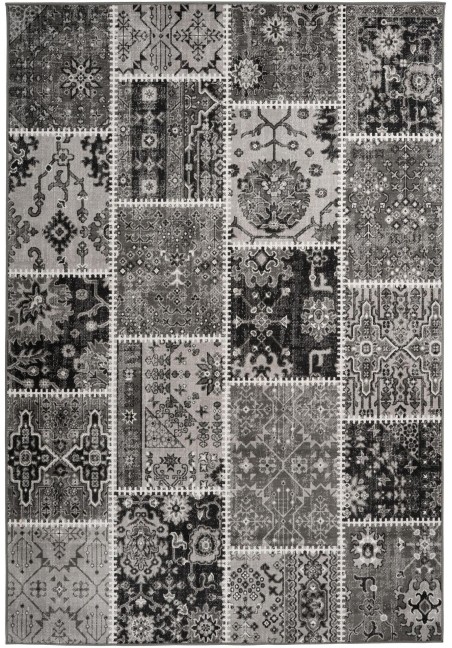 Tapis patchwork style oriental Gris - Ariya 425