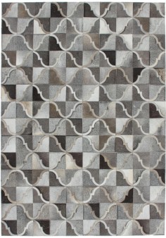 Tapis Cuir Gris Style Graphique - Lavish 310