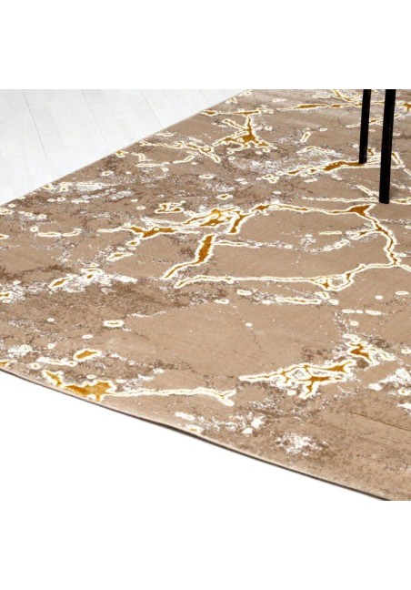 Tapis de salon beige et doré Le marbré 1 - TAPISHOP