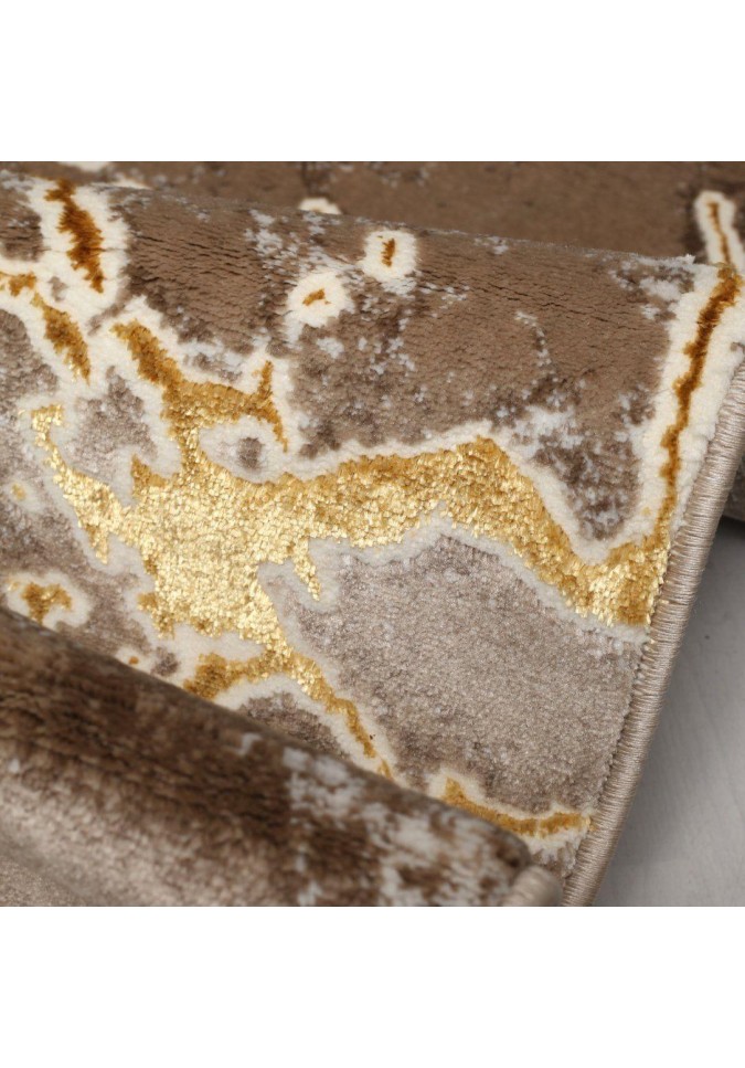 Tapis de salon beige et doré Le marbré 1 - TAPISHOP
