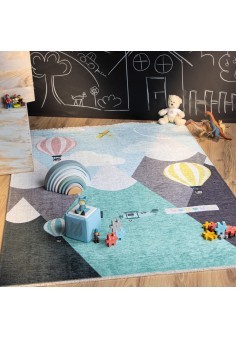 Grand tapis de sol carte du monde pour chambre d'enfant, grand
