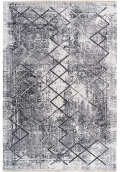 Tapis Gris Intérieur Extérieur Style Vintage Coton Recyclé