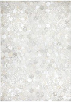 Tapis 100% cuir de couleur gris argent cousu entièrement à la main.