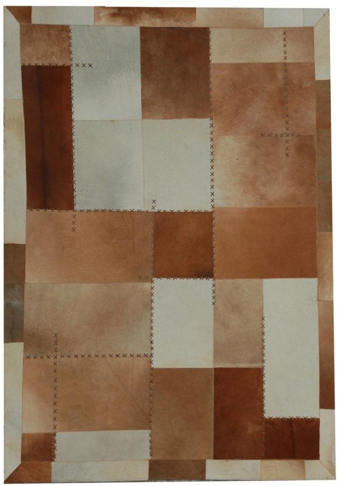 Tapis Marron 100% Cuir - Style Patchwork