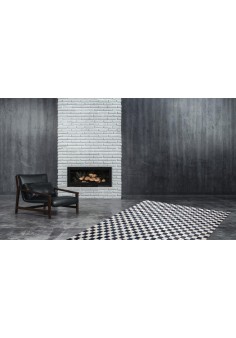 Tapis cuir style damier Blanc et bleu petrol 2