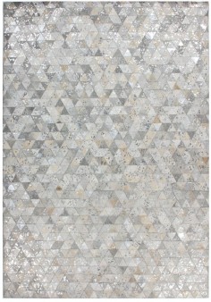 Tapis 100% Cuir Gris Argenté