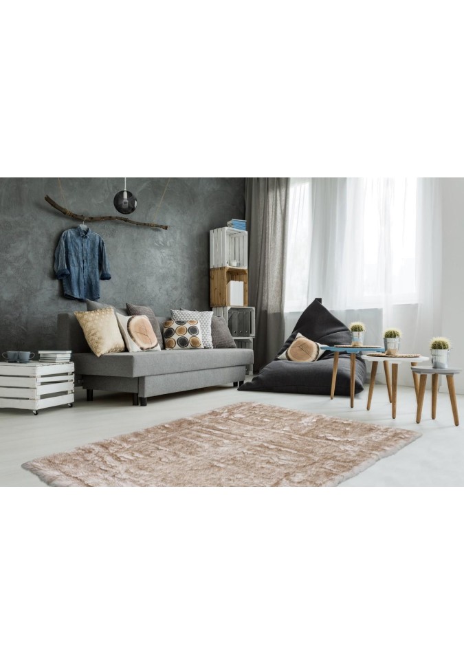 Tapis Shaggy Blanc Marron - Crown