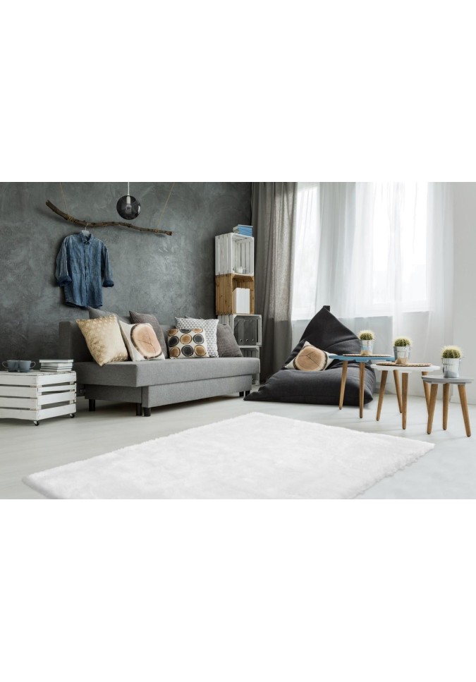 Tapis Shaggy Blanc Poil Fin - Crown