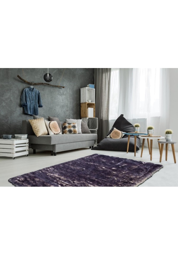Tapis Shaggy Blanc violet - Crown