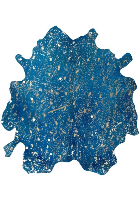 Tapis Bleu Doré en cuir de peau de vache