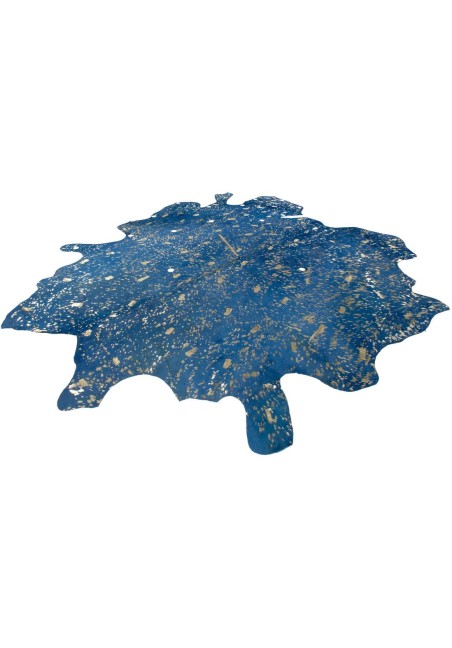 Tapis Bleu Doré en cuir de peau de vache