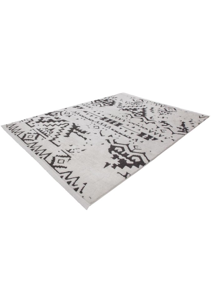 Tapis Shaggy Blanc Noir - Agadir 110