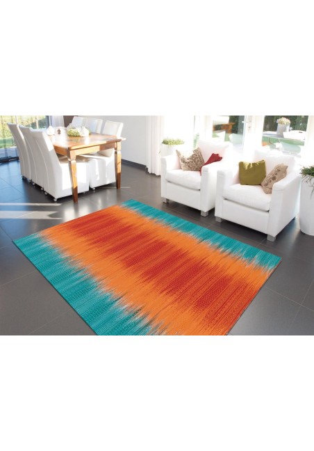 Tapis Naturel Laine de Nouvelle Zélande Orange / Bleu Sunset 8070 - Arte Espina