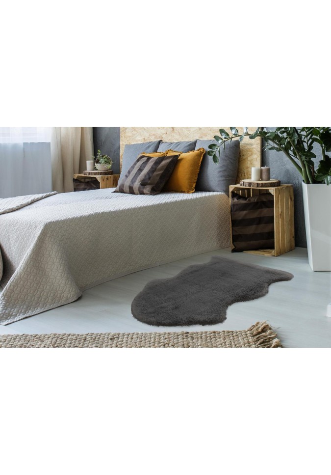 Tapis Descente de Lit Ultra Doux de Couleur Gris