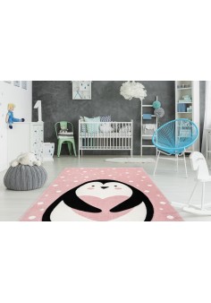 Tapis pingouin rose pour enfants 2