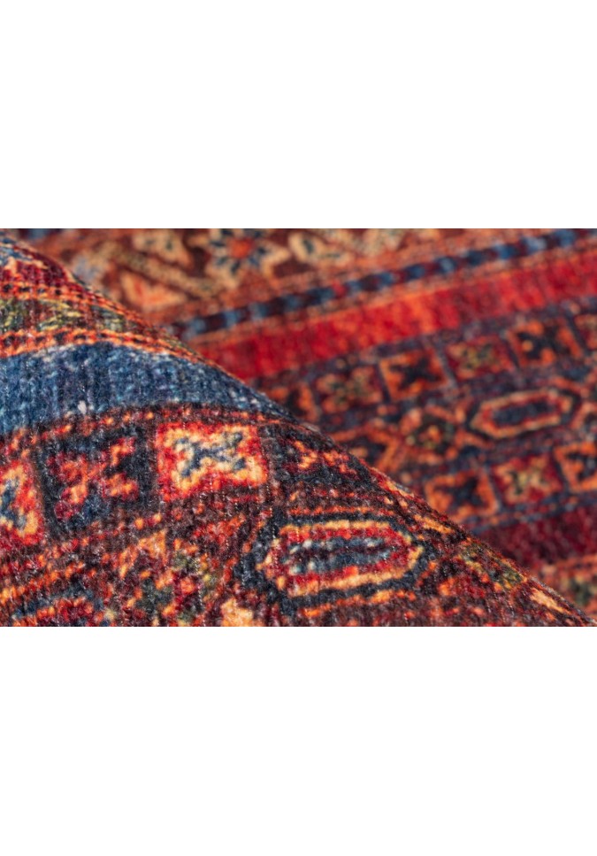 Tapis à poils plats Multicolore / Rouge - Faye 425