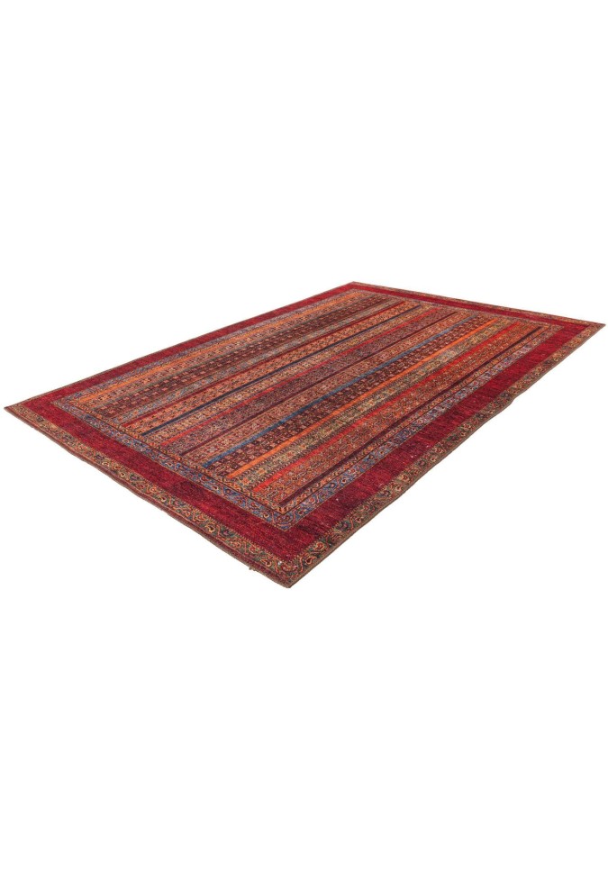 Tapis à poils plats Multicolore / Rouge - Faye 425