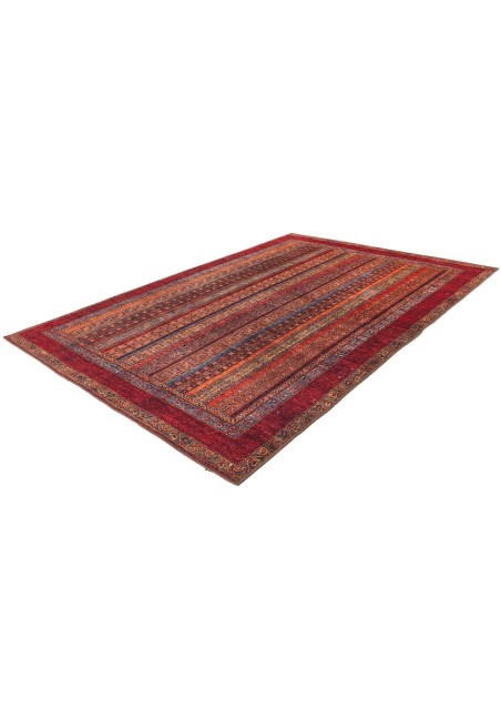 Tapis à poils plats Multicolore / Rouge - Faye 425
