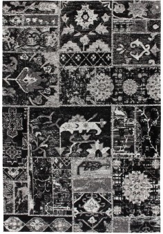 Tapis jacquard Vintage River 150 Gris / Noir
