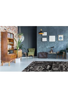 Tapis jacquard Vintage River 150 Gris / Noir 2