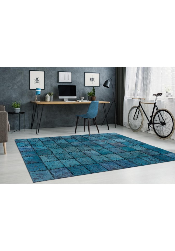 Tapis en cuir motif patchwork