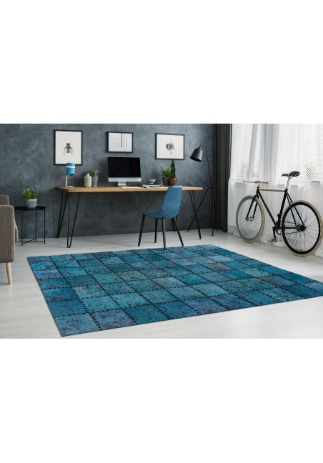 Tapis en cuir motif patchwork