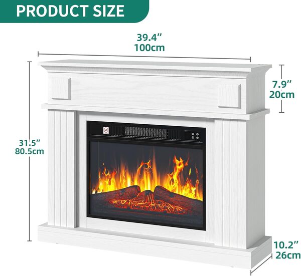 YITAHOME Cheminée Electrique, Effet Flamme 3D Réaliste, Cheminee Decorative Autonome avec Minuterie et Bande Lumineuse LED 24 Couleurs et Télécommande 100X26X80.5CM