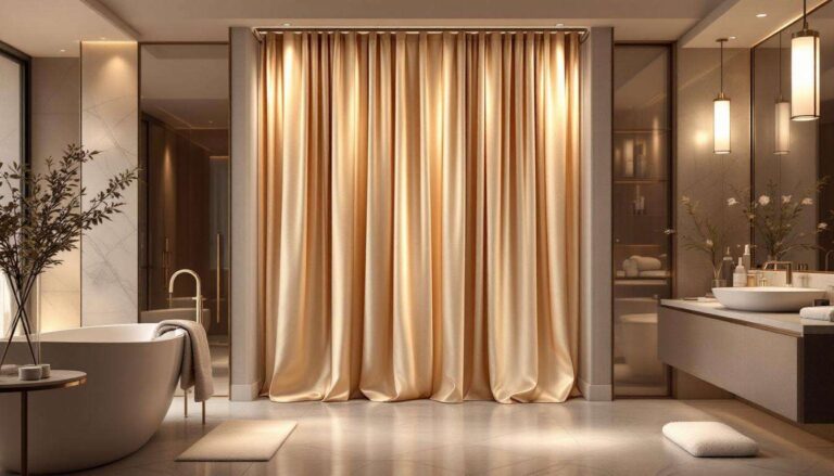 Ce simple changement de rideau de douche suffit à donner un effet suite d’hôtel bluffant à votre salle de bain en quelques minutes seulement