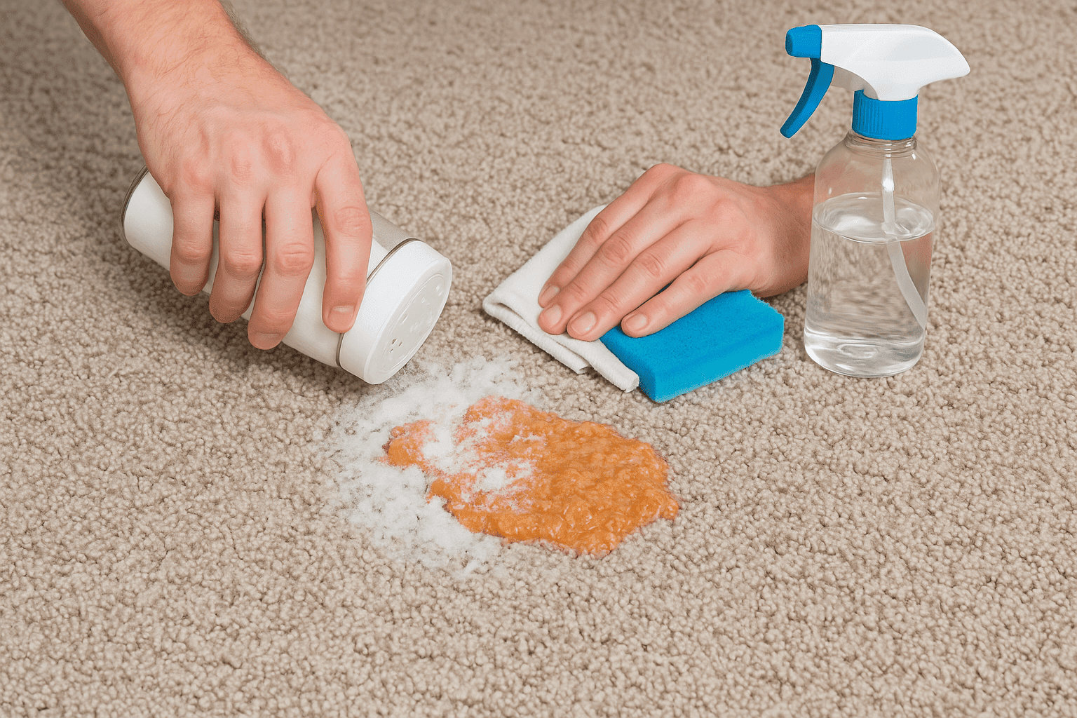 Nettoyer du vomis sur un tapis avec de la bicarbonade