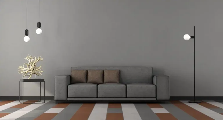 canapé gris avec tapis design moderne