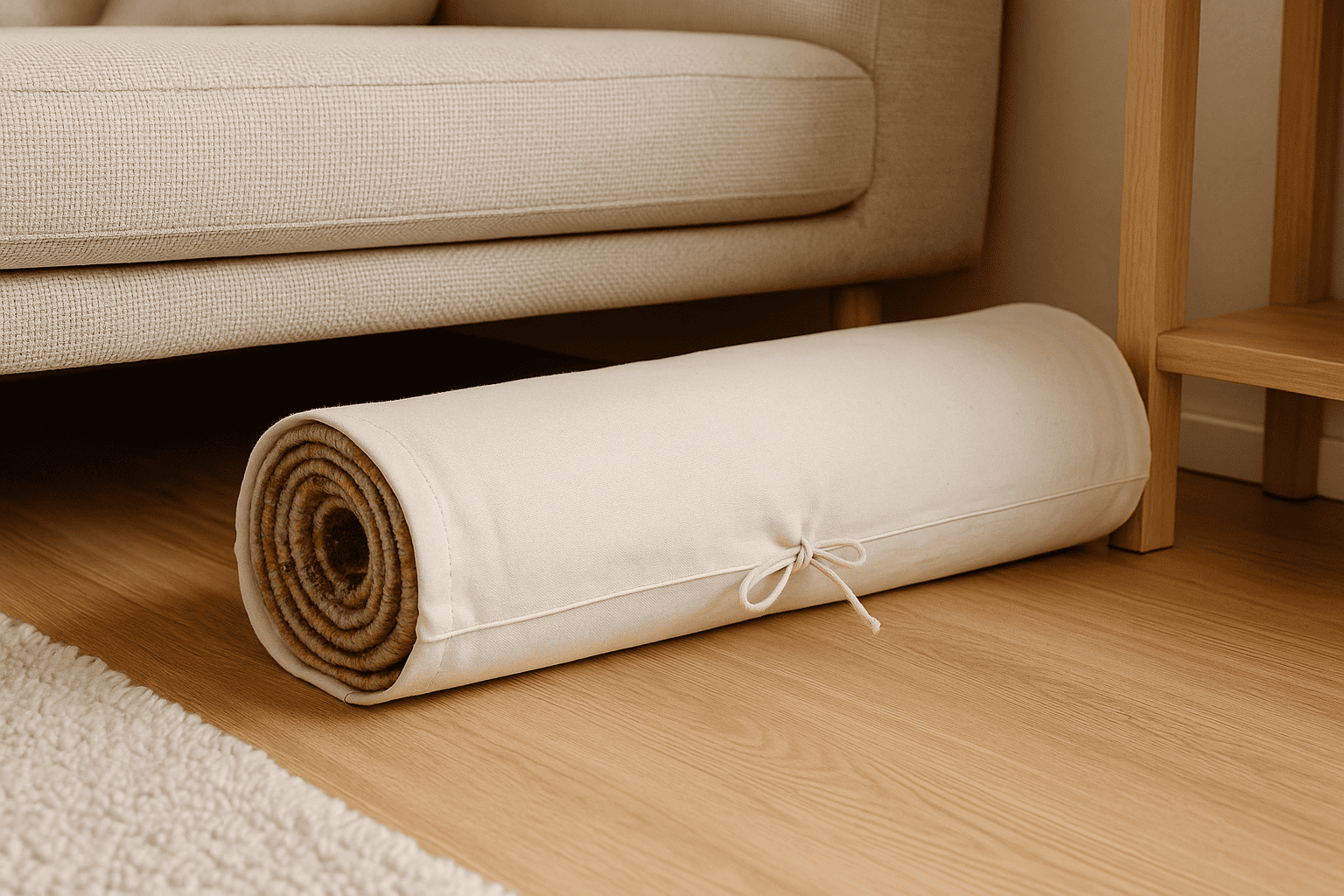 tapis qui a été enroulé pour le stocker